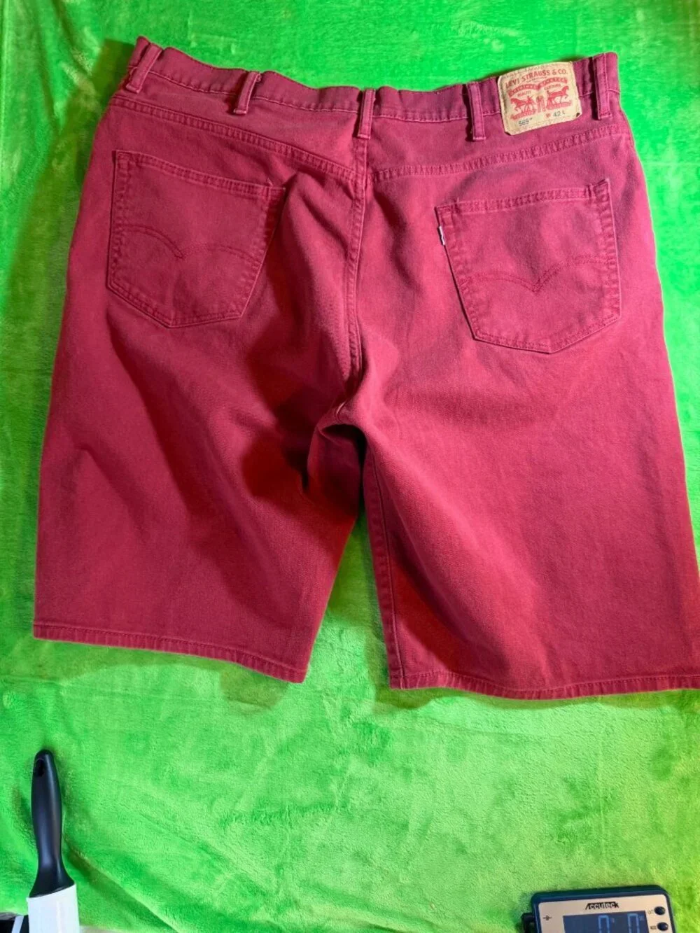Levi's 569 Red Denim Shorts Size 42 Relaxed Fit